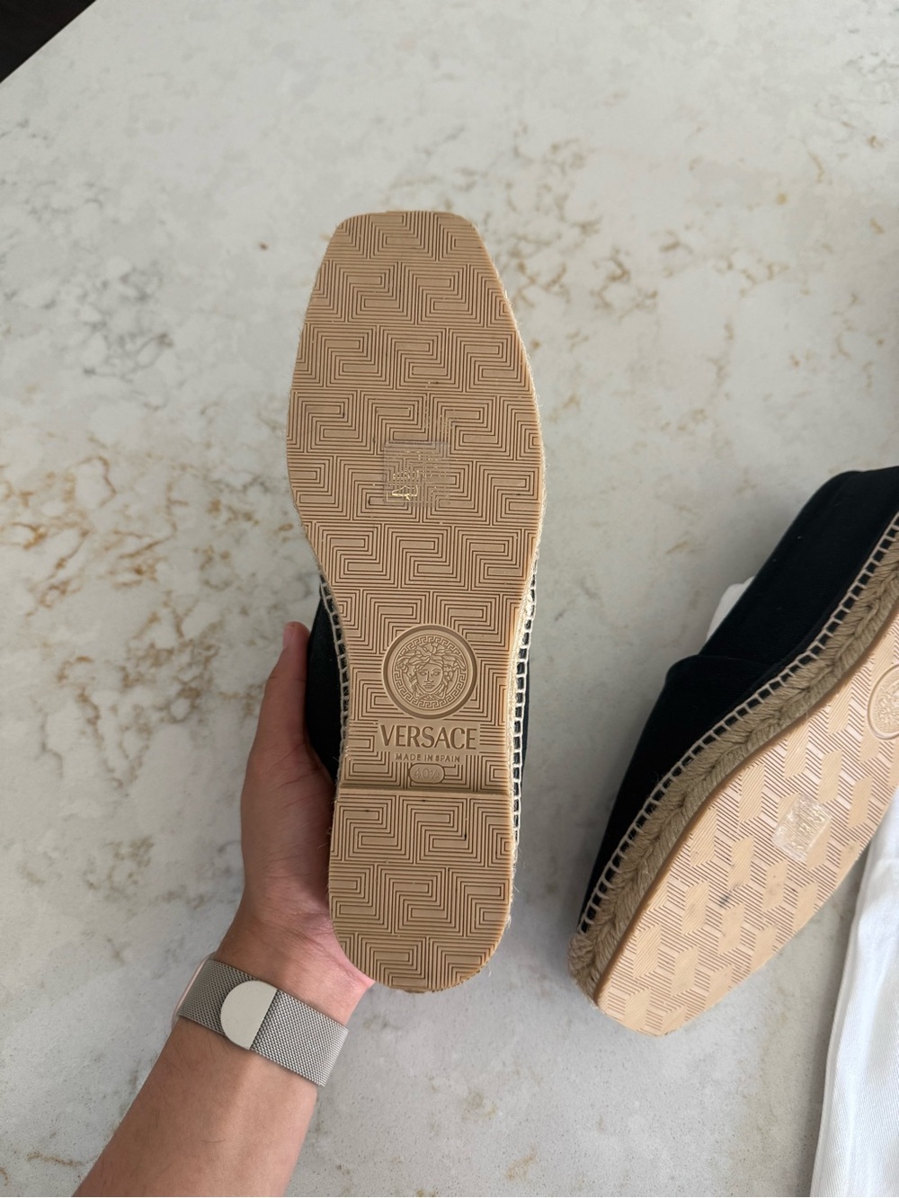 Versace Black Canvas Espadrille Flats with Medusa Emblem *Authentic* - Picture 5 of 6